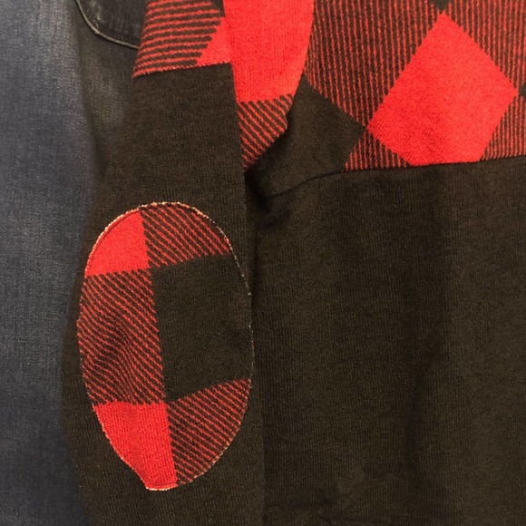 NWT!!  Red & Black Plaid Top with Elbow Patches - Picture 6 of 8